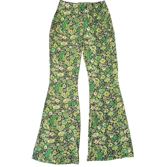 Zara Pants - Zara Green Retro Floral Flare Leggings M